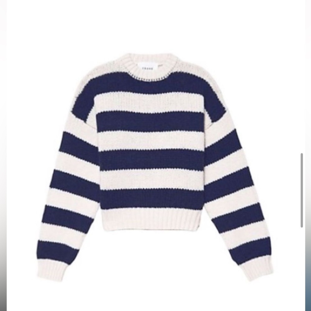 FRAME oversize navy and white striped sweater sz small